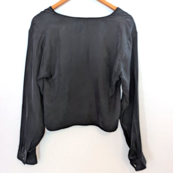 NWT Madewell | Cupro & Viscose Brushed Ruched-Front Top Long Sleeve Blouse | 2 - Picture 7 of 11